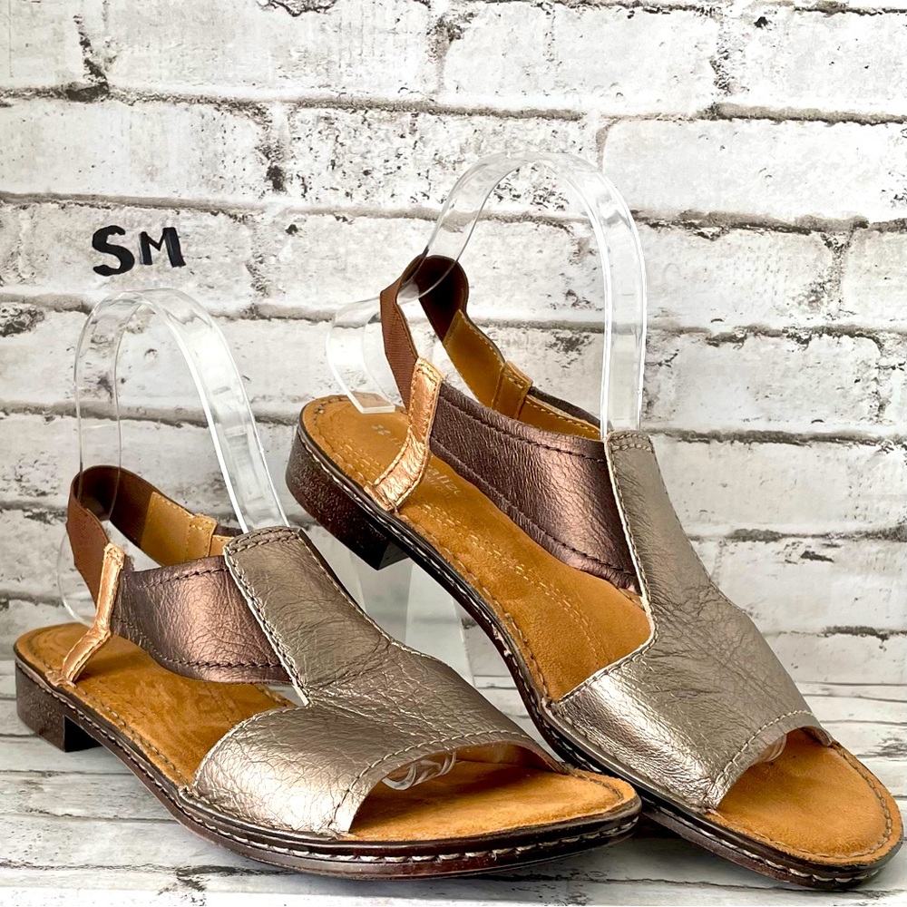 Naturalizer N5 Comfort Ringo Genuine Leather Slingback Sandals Pewter ~ Sz 9.5M